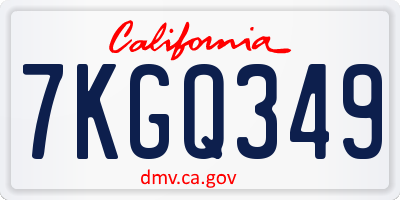 CA license plate 7KGQ349