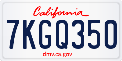CA license plate 7KGQ350
