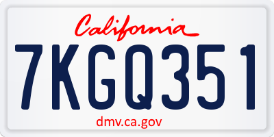 CA license plate 7KGQ351