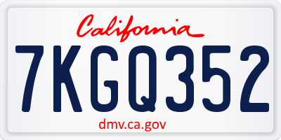 CA license plate 7KGQ352
