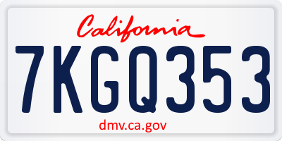 CA license plate 7KGQ353