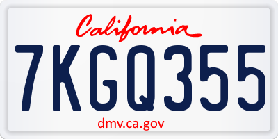 CA license plate 7KGQ355