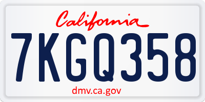 CA license plate 7KGQ358
