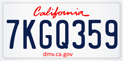 CA license plate 7KGQ359