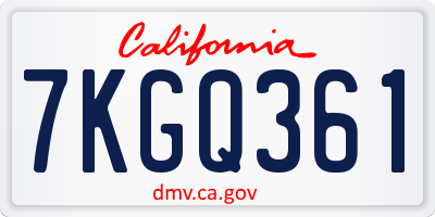 CA license plate 7KGQ361