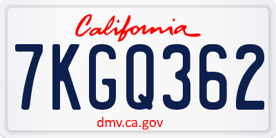 CA license plate 7KGQ362