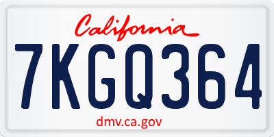 CA license plate 7KGQ364