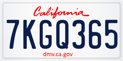CA license plate 7KGQ365