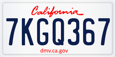 CA license plate 7KGQ367