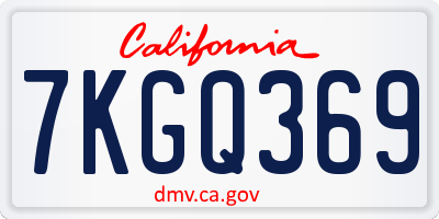 CA license plate 7KGQ369