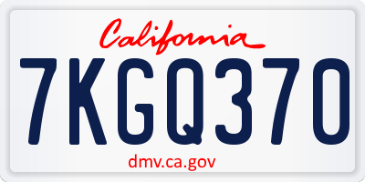 CA license plate 7KGQ370