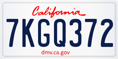 CA license plate 7KGQ372