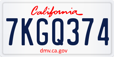 CA license plate 7KGQ374