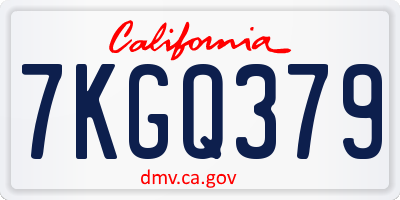CA license plate 7KGQ379