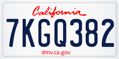 CA license plate 7KGQ382
