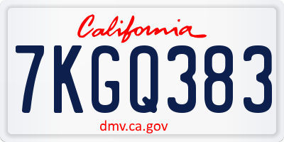 CA license plate 7KGQ383