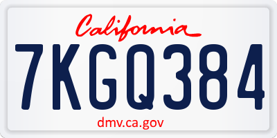 CA license plate 7KGQ384