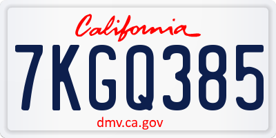 CA license plate 7KGQ385