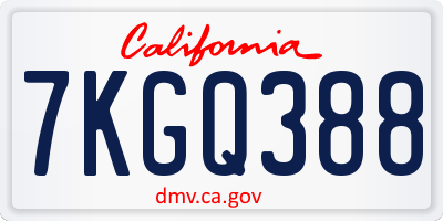 CA license plate 7KGQ388