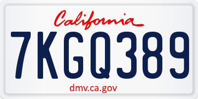 CA license plate 7KGQ389
