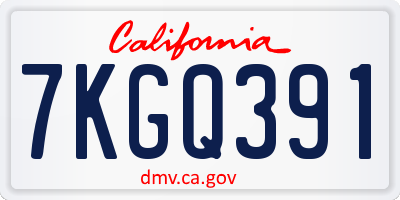 CA license plate 7KGQ391