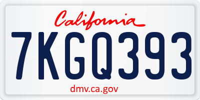 CA license plate 7KGQ393