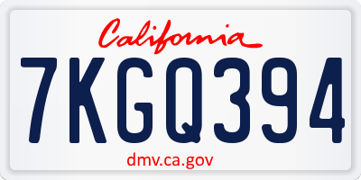 CA license plate 7KGQ394