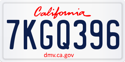 CA license plate 7KGQ396