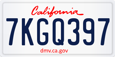 CA license plate 7KGQ397