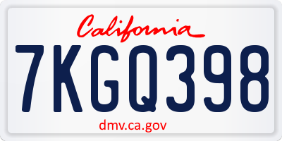 CA license plate 7KGQ398