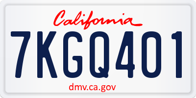 CA license plate 7KGQ401
