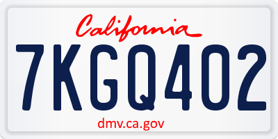 CA license plate 7KGQ402