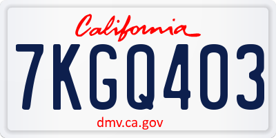 CA license plate 7KGQ403