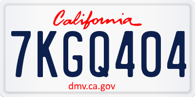 CA license plate 7KGQ404