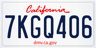 CA license plate 7KGQ406