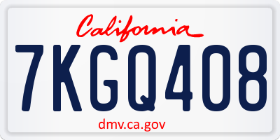 CA license plate 7KGQ408
