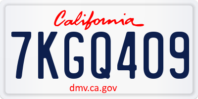 CA license plate 7KGQ409