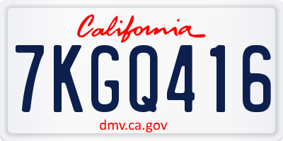 CA license plate 7KGQ416