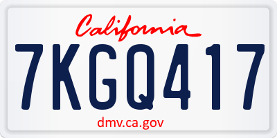 CA license plate 7KGQ417