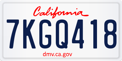 CA license plate 7KGQ418