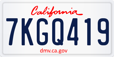 CA license plate 7KGQ419