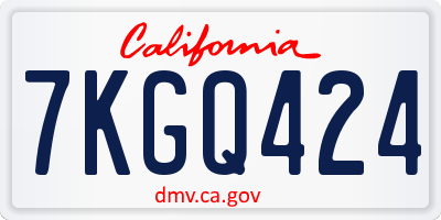 CA license plate 7KGQ424