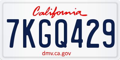 CA license plate 7KGQ429