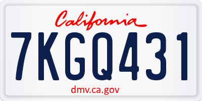 CA license plate 7KGQ431