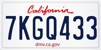 CA license plate 7KGQ433