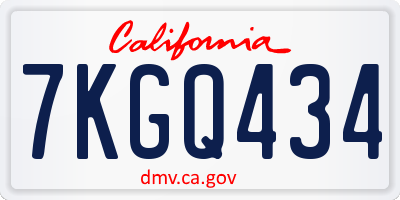 CA license plate 7KGQ434