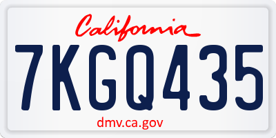 CA license plate 7KGQ435