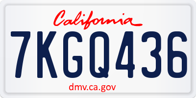 CA license plate 7KGQ436