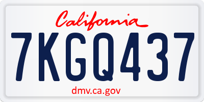 CA license plate 7KGQ437
