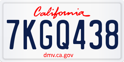 CA license plate 7KGQ438